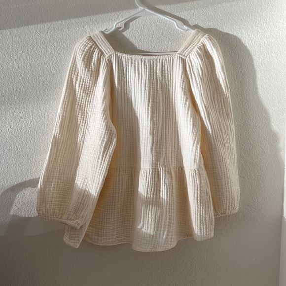 Lightspun Puff-Sleeve Peplum Top Ivory - Picture 3 of 5
